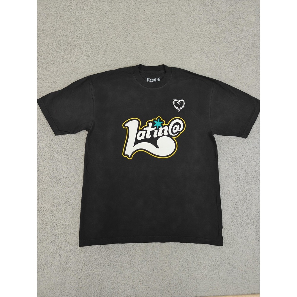 Karol G Latin@ Shirt Mens Large Black‎ 13 Graphic Heart Tour Concert Heavyweight